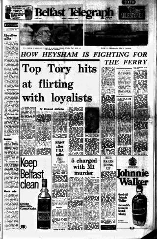 cover page of Belfast Telegraph published on August 2, 1974