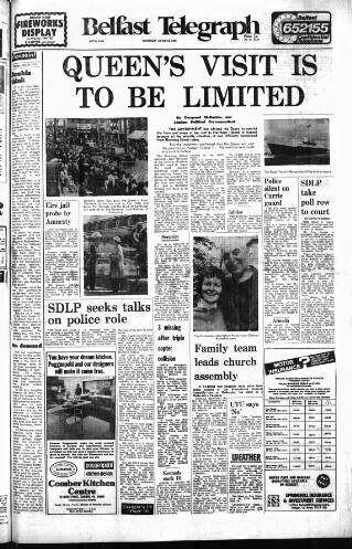 cover page of Belfast Telegraph published on June 13, 1977