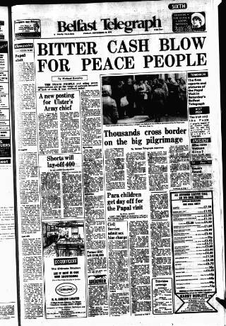 cover page of Belfast Telegraph published on September 28, 1979