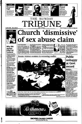 cover page of Sunday Tribune published on June 13, 1993