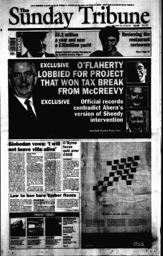 cover page of Sunday Tribune published on April 1, 2001