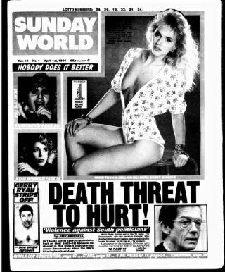 cover page of Sunday World (Dublin) published on April 1, 1990