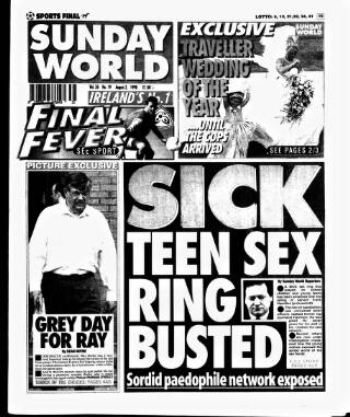 cover page of Sunday World (Dublin) published on August 2, 1998