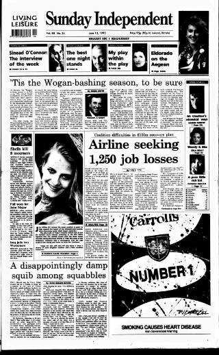 cover page of Sunday Independent (Dublin) published on June 13, 1993