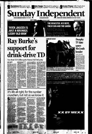 cover page of Sunday Independent (Dublin) published on September 28, 2003