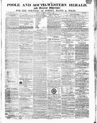 cover page of Poole & Dorset Herald published on April 1, 1852