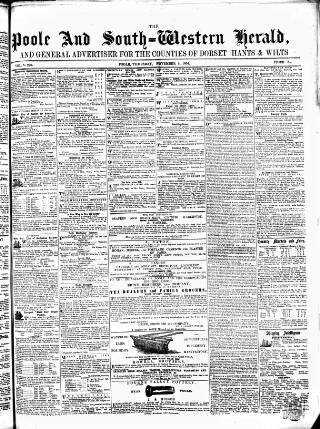 cover page of Poole & Dorset Herald published on November 2, 1854