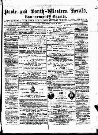 cover page of Poole & Dorset Herald published on April 1, 1875