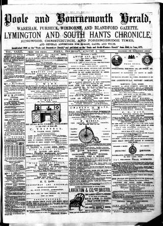 cover page of Poole & Dorset Herald published on August 2, 1877