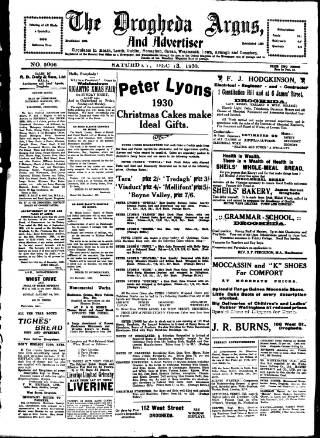 cover page of Drogheda Argus and Leinster Journal published on December 13, 1930