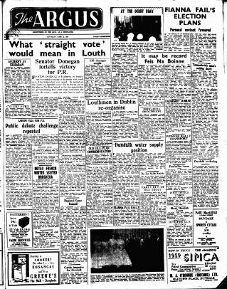 cover page of Drogheda Argus and Leinster Journal published on June 13, 1959