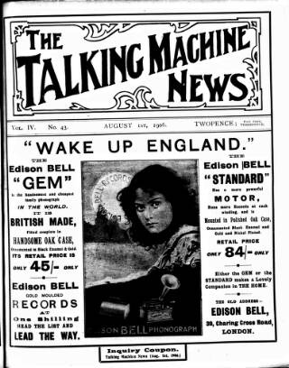 cover page of Talking Machine News published on August 1, 1906