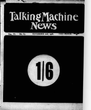 cover page of Talking Machine News published on November 2, 1908