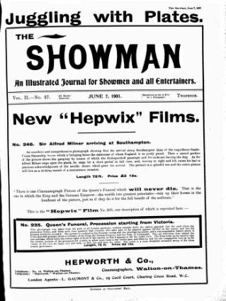 cover page of The Showman published on June 7, 1901