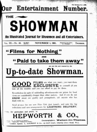 cover page of The Showman published on November 1, 1901