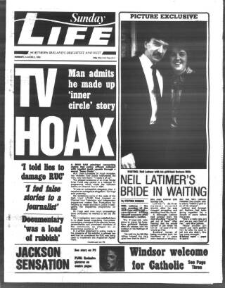 cover page of Sunday Life published on August 2, 1992