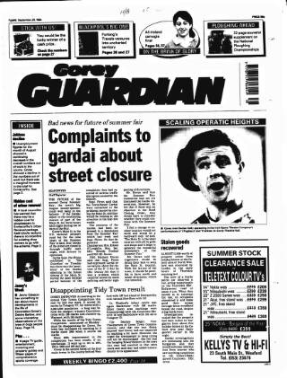 cover page of Gorey Guardian published on September 22, 1994