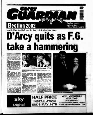 cover page of Gorey Guardian published on May 22, 2002