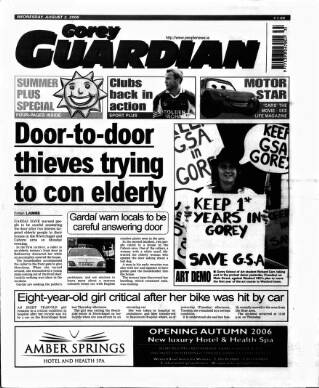 cover page of Gorey Guardian published on August 2, 2006