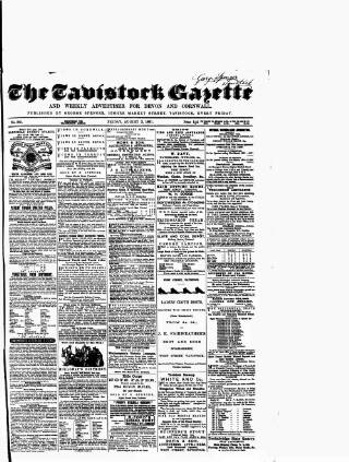 cover page of Tavistock Gazette published on August 2, 1861
