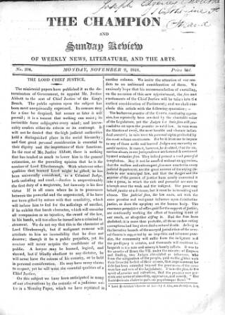 cover page of Champion (London) published on November 2, 1818