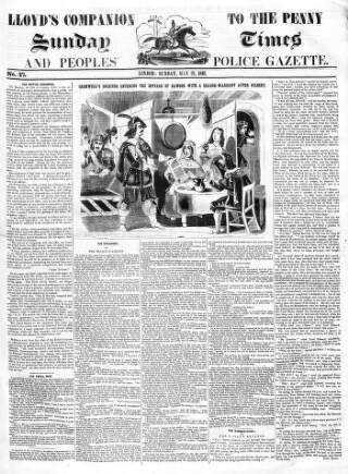 cover page of Lloyd's Companion to the Penny Sunday Times and Peoples' Police Gazette published on May 22, 1842
