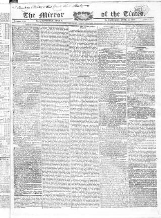 cover page of Mirror of the Times published on June 13, 1818