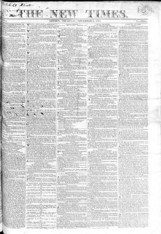 cover page of New Times (London) published on November 2, 1820
