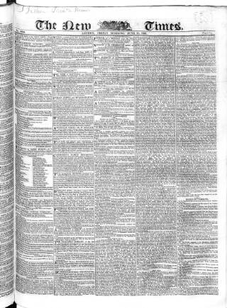 cover page of New Times (London) published on June 13, 1828