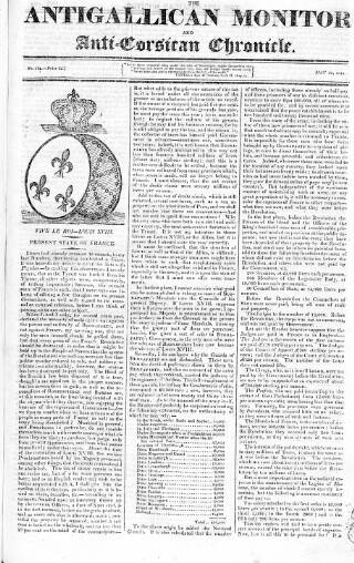 cover page of Anti-Gallican Monitor published on May 22, 1814