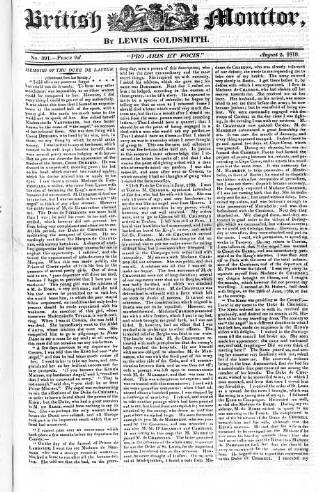 cover page of Anti-Gallican Monitor published on August 2, 1818