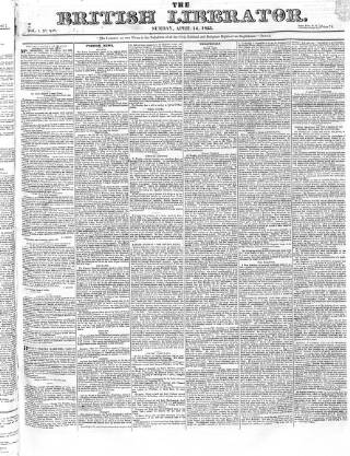 cover page of British Liberator published on April 14, 1833