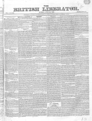 cover page of British Liberator published on June 16, 1833