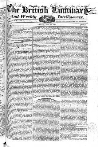 cover page of British Luminary published on May 26, 1822