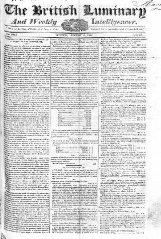 cover page of British Luminary published on August 11, 1822