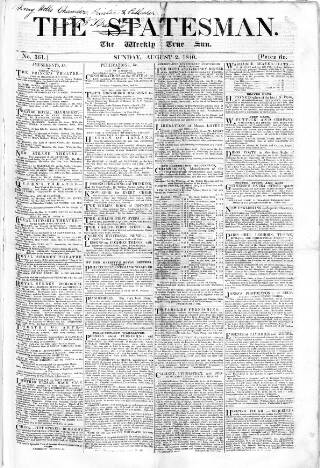 cover page of Weekly True Sun published on August 2, 1840