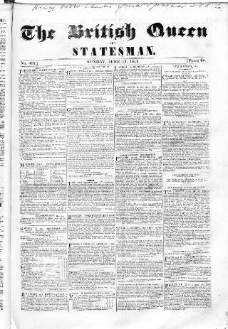 cover page of Weekly True Sun published on June 13, 1841
