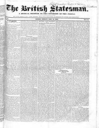cover page of British Statesman published on June 19, 1842