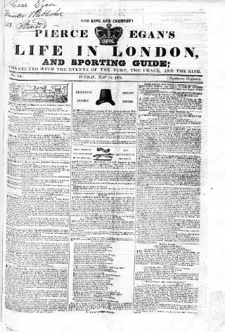 cover page of Pierce Egan's Life in London, and Sporting Guide published on May 22, 1825