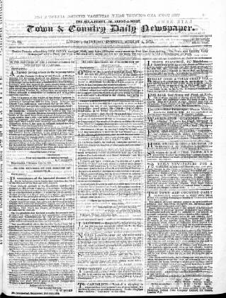 cover page of Town & Country Daily Newspaper published on August 2, 1873