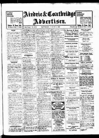 cover page of Airdrie & Coatbridge Advertiser published on August 2, 1947