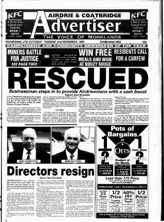 cover page of Airdrie & Coatbridge Advertiser published on November 2, 1999