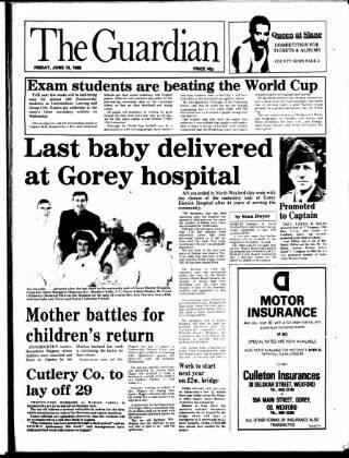 cover page of Enniscorthy Guardian published on June 13, 1986