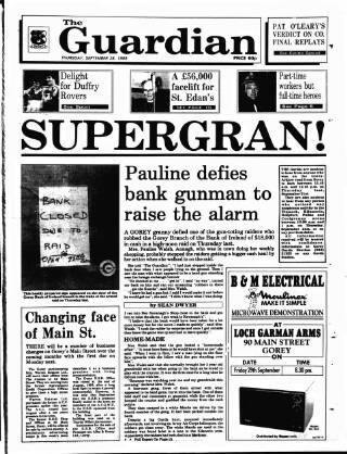 cover page of Enniscorthy Guardian published on September 28, 1989
