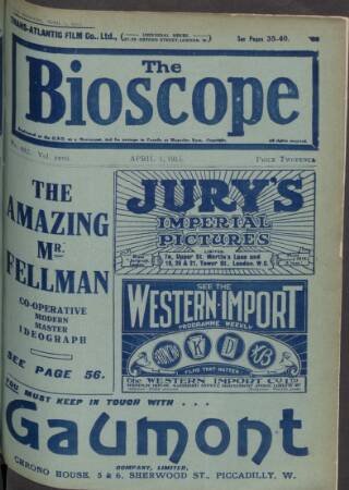 cover page of The Bioscope published on April 1, 1915