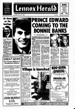 cover page of Lennox Herald published on April 1, 1988