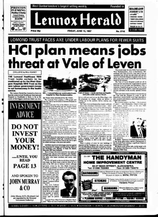 cover page of Lennox Herald published on June 13, 1997