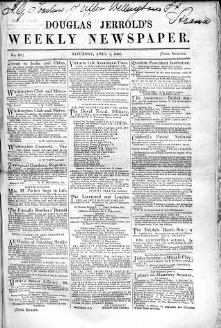 cover page of Douglas Jerrold's Weekly Newspaper published on April 1, 1848
