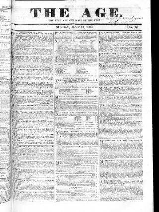 cover page of Age (London) published on June 13, 1830