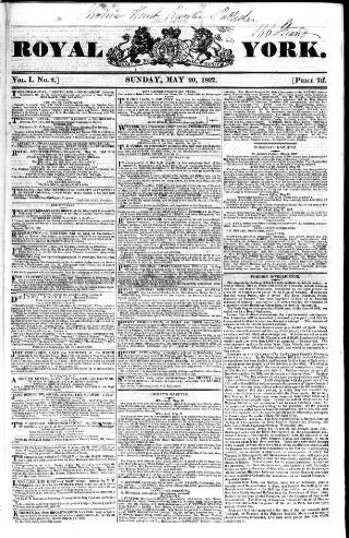 cover page of Royal York published on May 20, 1827